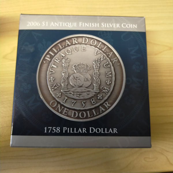 Australia 2006 Royal Australian Mint $1 1758 Pillar Dollar 2oz .999 Silver Antique Finish Coin
