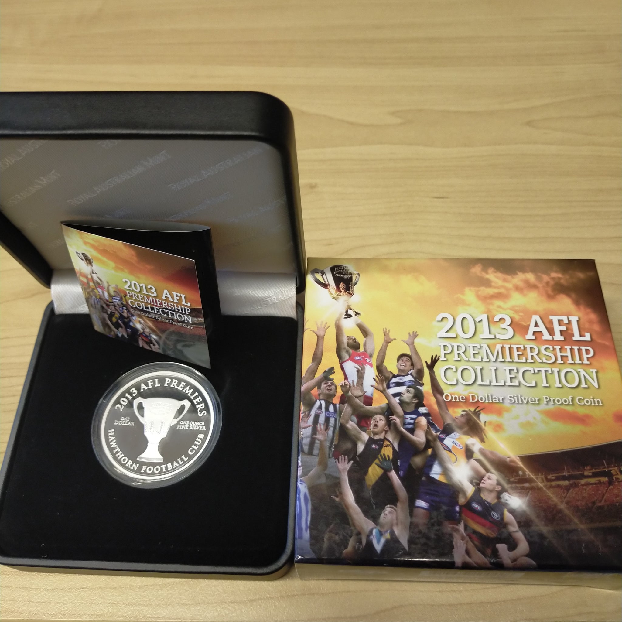 Australia 2013 Royal Australian Mint $1 AFL Football Premiership Hawthorn 1oz .999 Silver Proof Coin