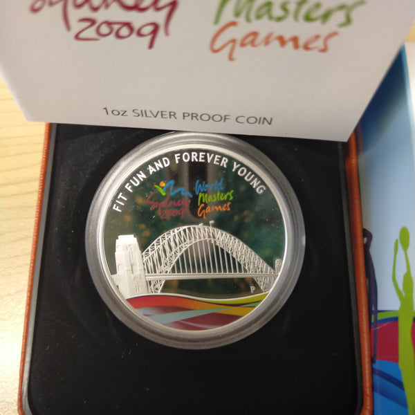 Australia 2009 Perth Mint $1 Sydney World Masters Game 1oz .999 Silver Proof Coin