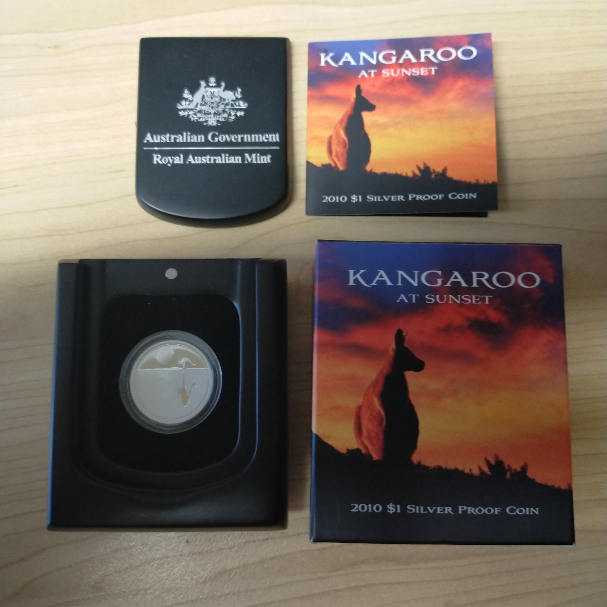 Australia 2010 Royal Australian Mint $1 Kangaroo At Sunset .999 Silver Proof Coin