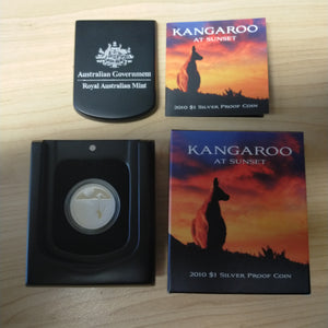 Australia 2010 Royal Australian Mint $1 Kangaroo At Sunset .999 Silver Proof Coin