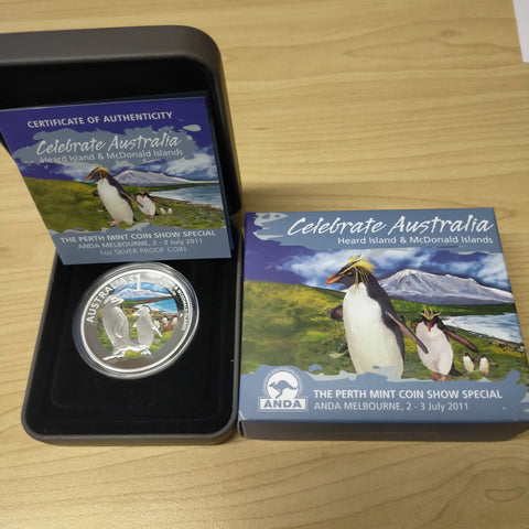 Australia Antarctic 2011 Perth Mint $1 Celebrate Australia Heard Island & McDonald Islands 1oz .999 Silver Proof Coin