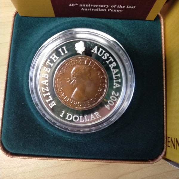Australia 2004 Royal Australian Mint $1 1964 Penny .999 Silver Proof Coin