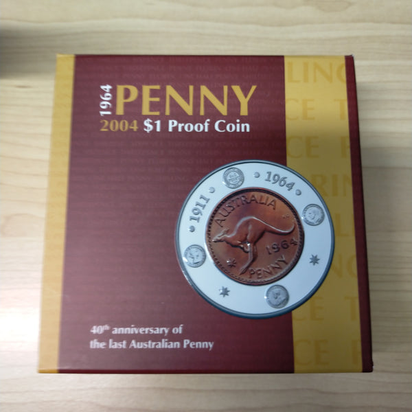 Australia 2004 Royal Australian Mint $1 1964 Penny .999 Silver Proof Coin