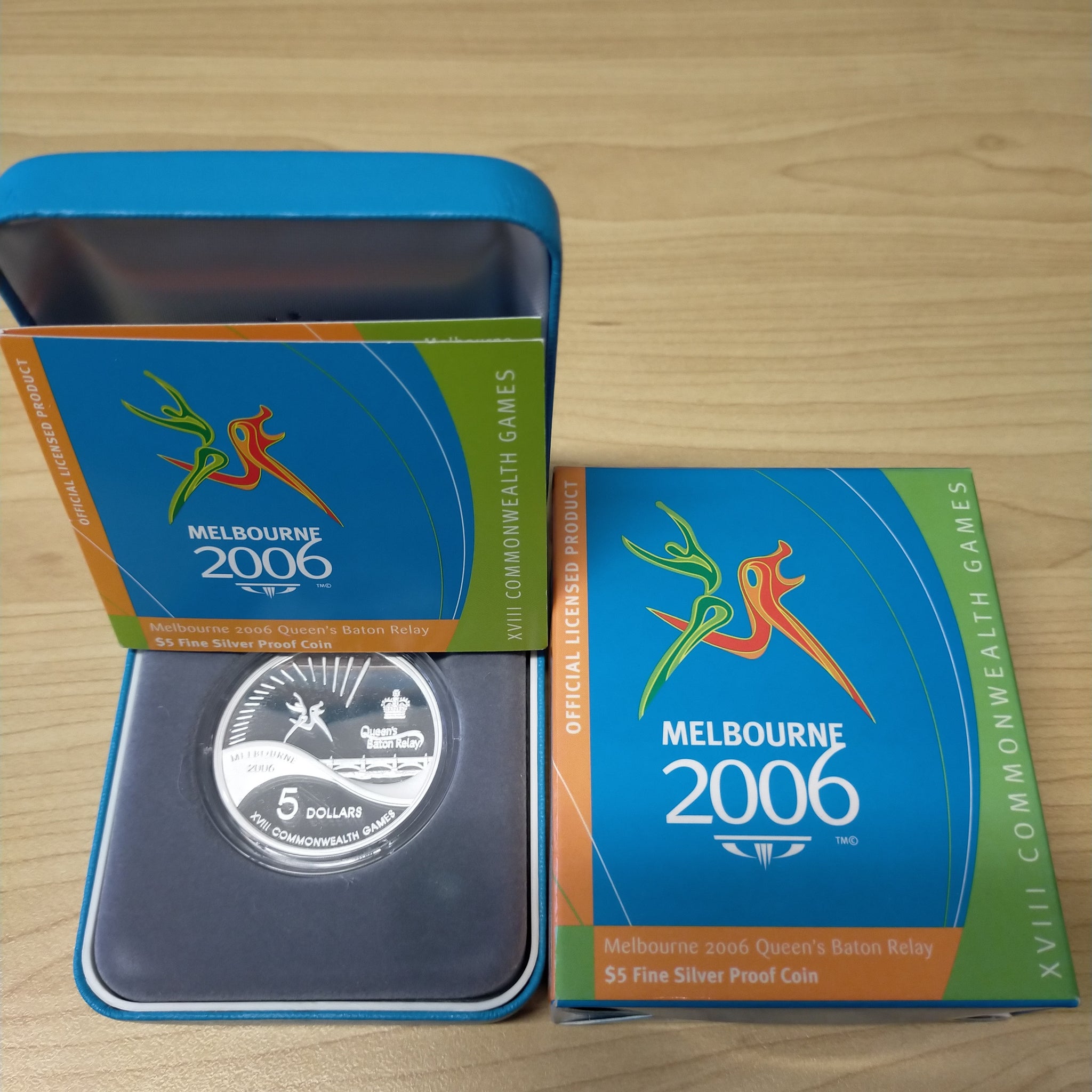 Australia 2006 Royal Australian Mint $5 Melbourne Commonwealth Games .999 Silver Proof Coin "Queen's Baton Relay"