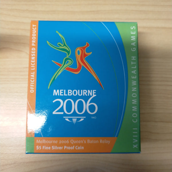 Australia 2006 Royal Australian Mint $5 Melbourne Commonwealth Games .999 Silver Proof Coin "Queen's Baton Relay"