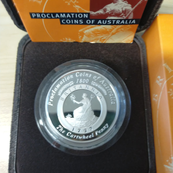 Australia 2000 Royal Australian Mint $1 Proclamation Coins of Australia Cartwheel Penny 1oz .999 Silver Proof Coin