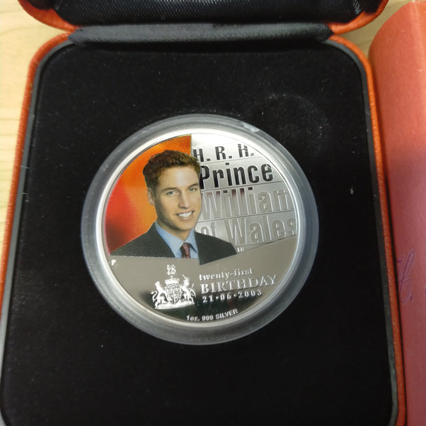 Australia 2003 Perth Mint $1 Prince William of Wales 21st Birthday 1oz .999 Silver Proof Coin