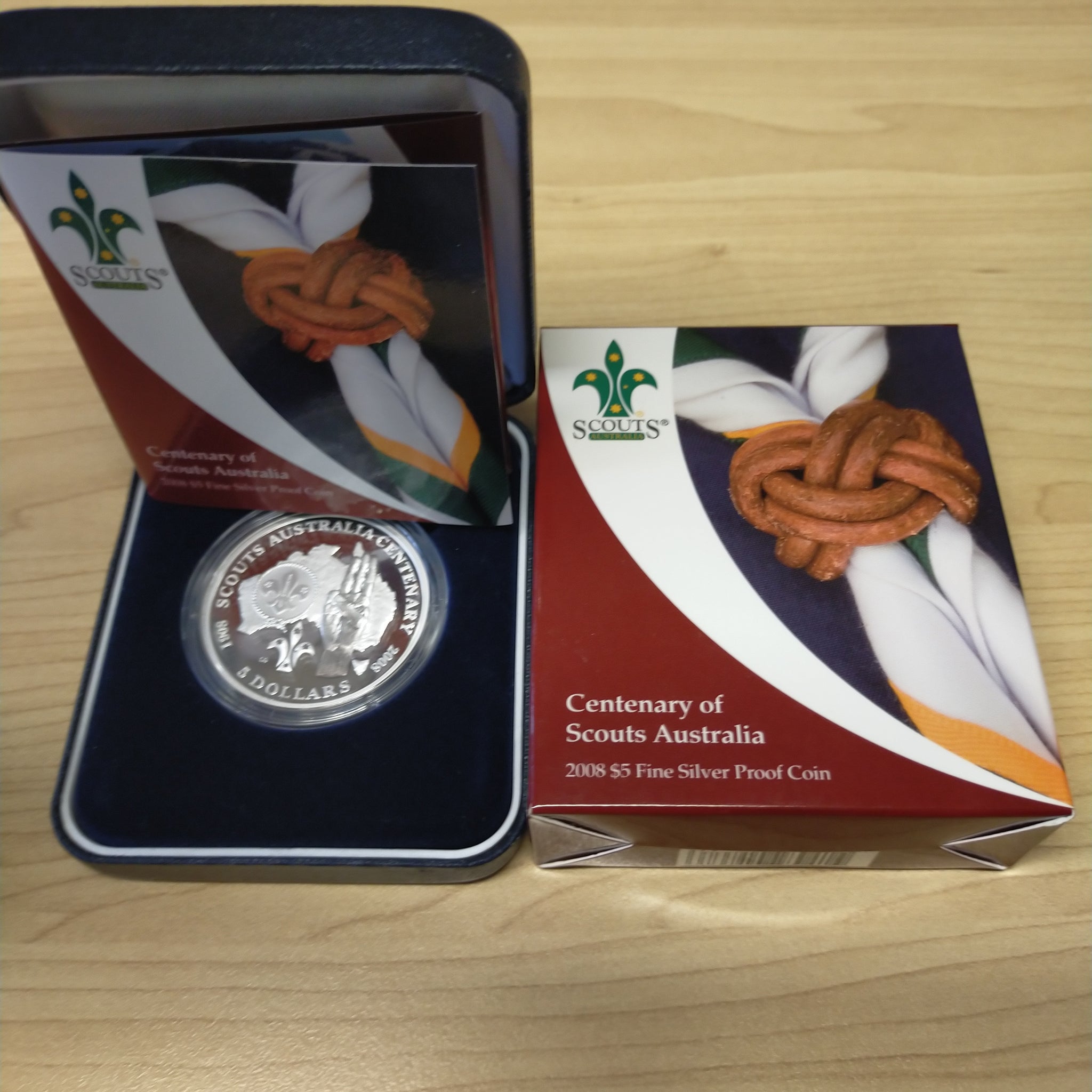 Australia 2008 Royal Australian Mint $5 Centenary of Scouts Australia .999 Silver Proof Coin