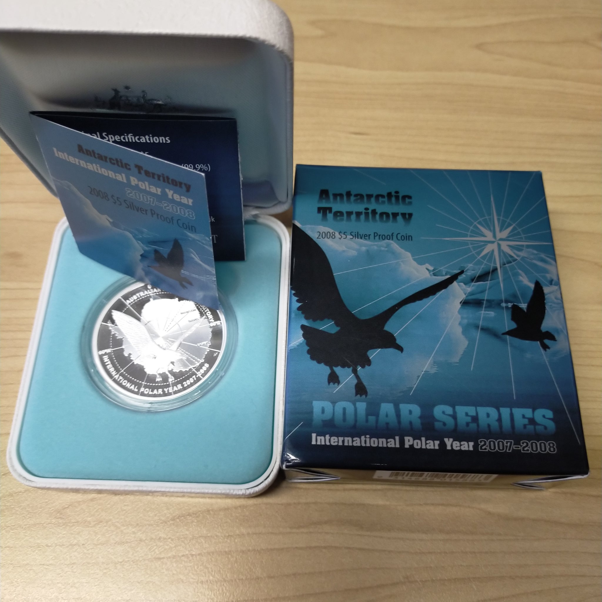 Australia Antarctic 2008 Royal Australian Mint $5 Polar Series Antarctic Territory .999 Silver Proof Coin