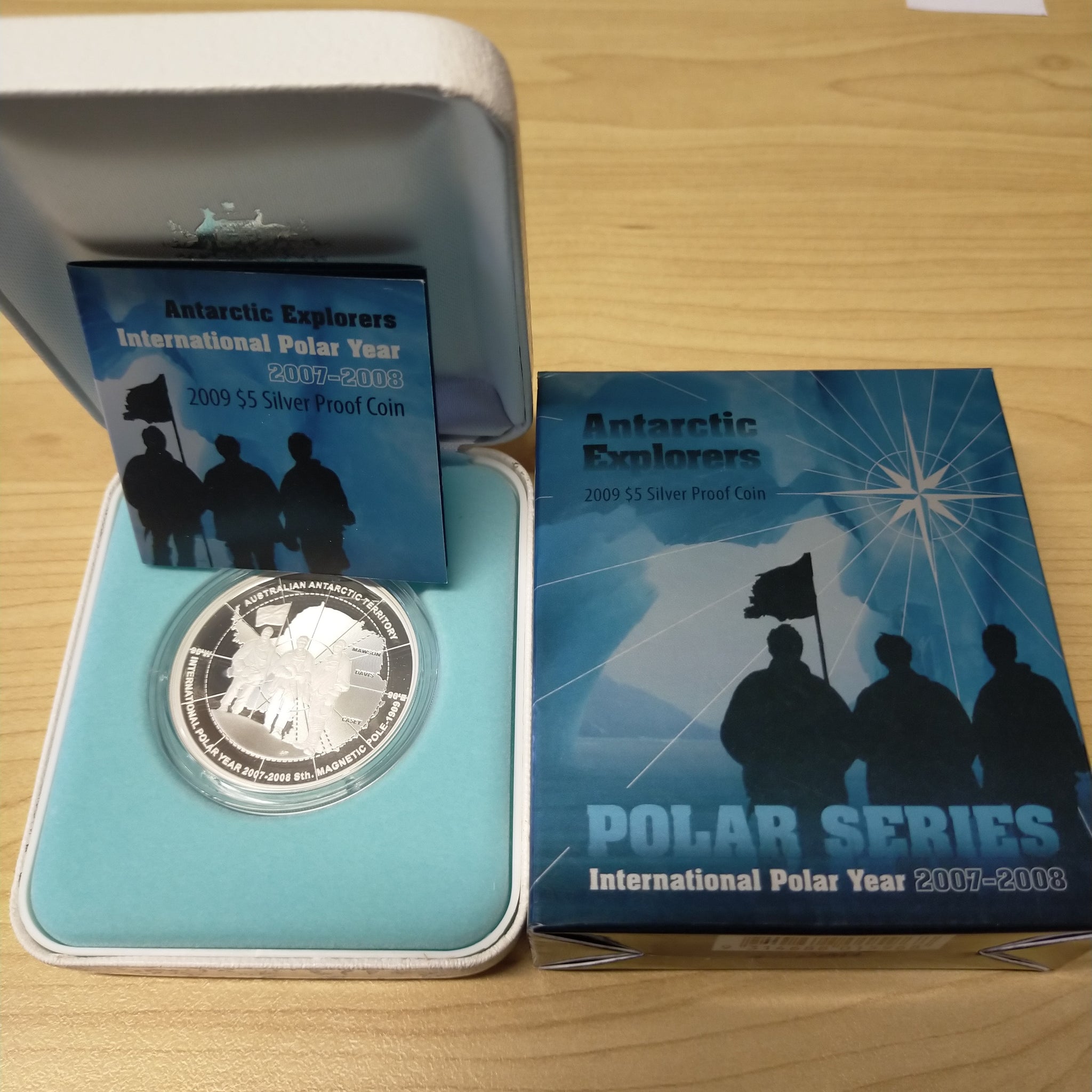 Australia Antarctic 2009 Royal Australian Mint $5 Polar Series Antarctic Explorers .999 Silver Proof Coin