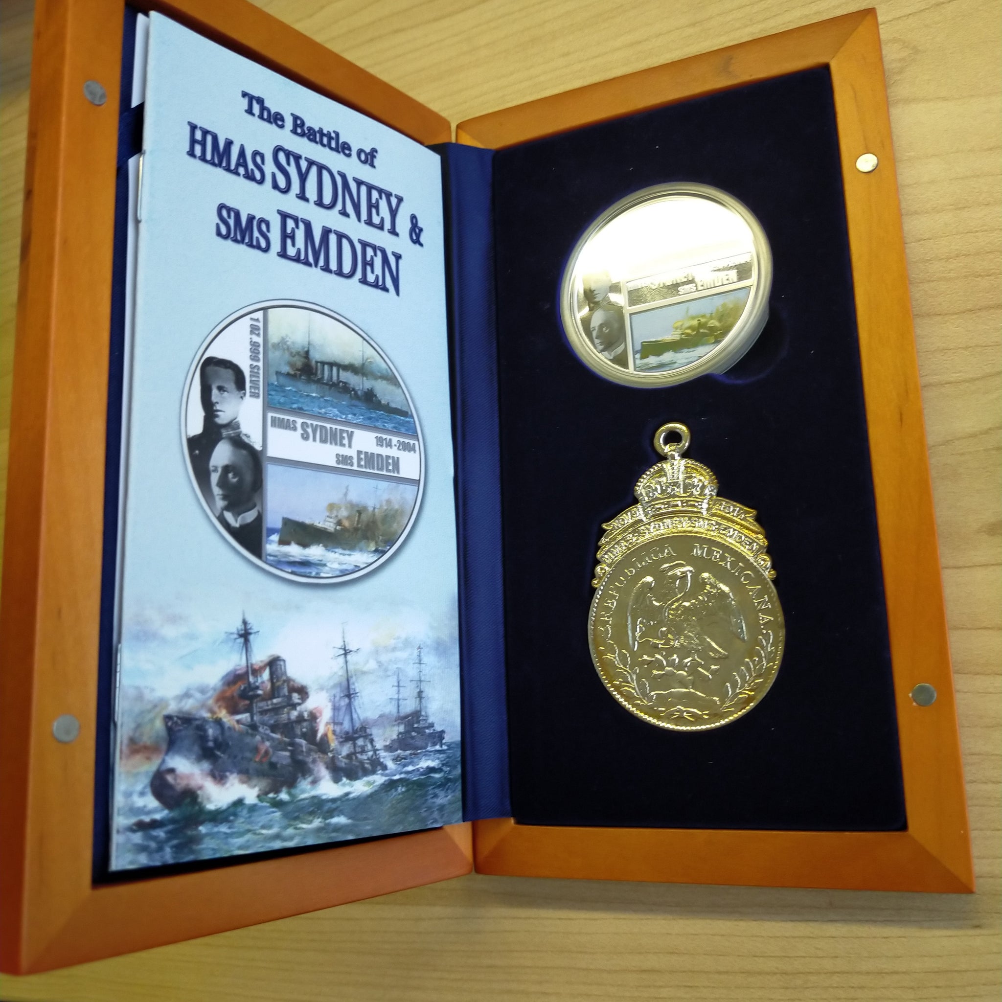 Australia 2004 Perth Mint $1 Battle of HMAS Sydney & SMS Emden Coin and Medal Set 1oz .999 Silver Proof Coin