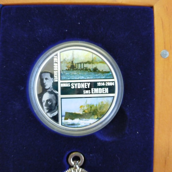 Australia 2004 Perth Mint $1 Battle of HMAS Sydney & SMS Emden Coin and Medal Set 1oz .999 Silver Proof Coin