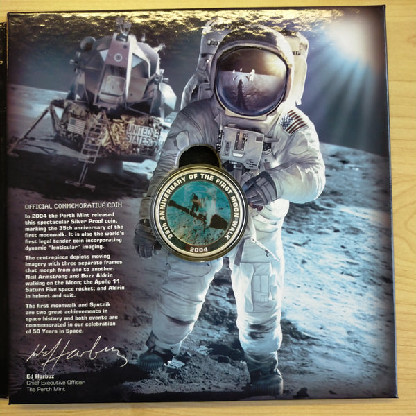 Australia 2004 Perth Mint Australia Post Blast Off 50 Years In Space $1 1oz .999 Silver Proof Coin and Stamp Set