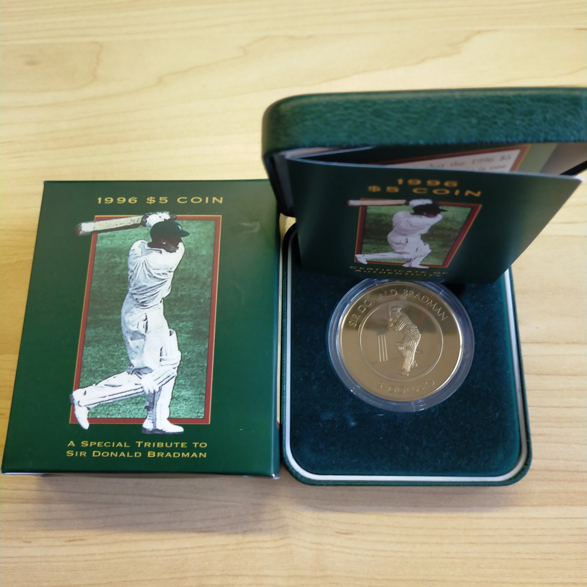 Australia 1996 Royal Australian Mint $5 Sir Donald Bradman cricket Aluminium Bronze Proof Coin
