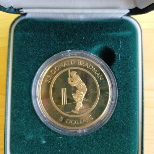 Australia 1996 Royal Australian Mint $5 Sir Donald Bradman cricket Aluminium Bronze Proof Coin
