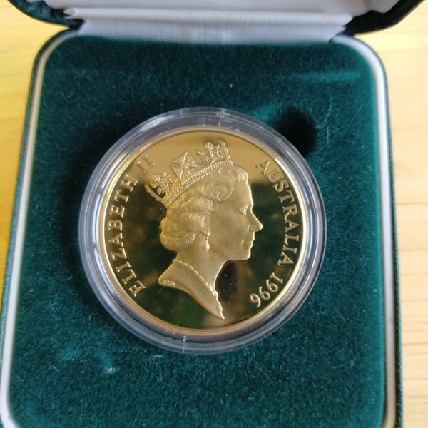 Australia 1996 Royal Australian Mint $5 Sir Donald Bradman cricket Aluminium Bronze Proof Coin
