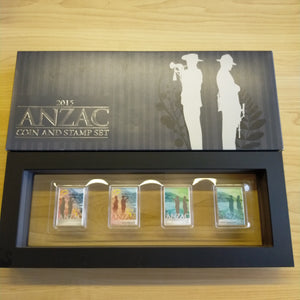 Australia New Zealand 2015 Perth Mint Reserve Bank of New Zealand ANZAC 1oz .999 Silver Proof Coins and Proof Stamps Set