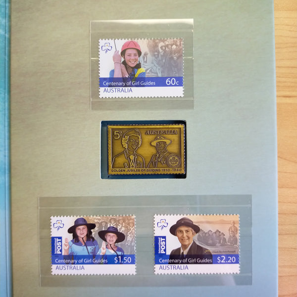 2010 Australia Post Centenary of Girl Guides In Australia Brass Ingot and Stamp Set