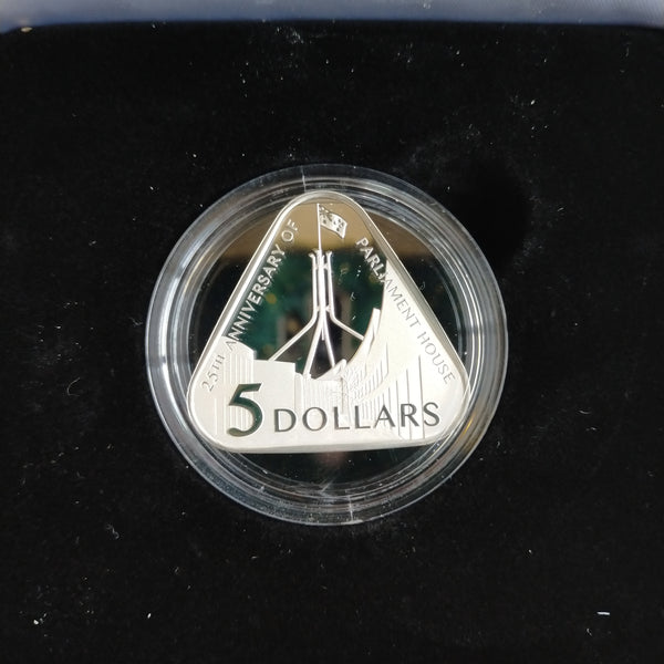 Australia 2013 Royal Australian Mint $5 25th Anniversary Of Parliament House .999 Silver Proof Triangular Coin