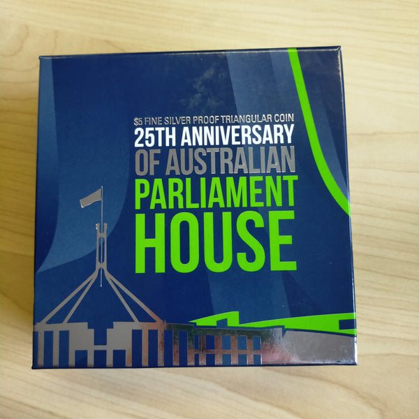 Australia 2013 Royal Australian Mint $5 25th Anniversary Of Parliament House .999 Silver Proof Triangular Coin