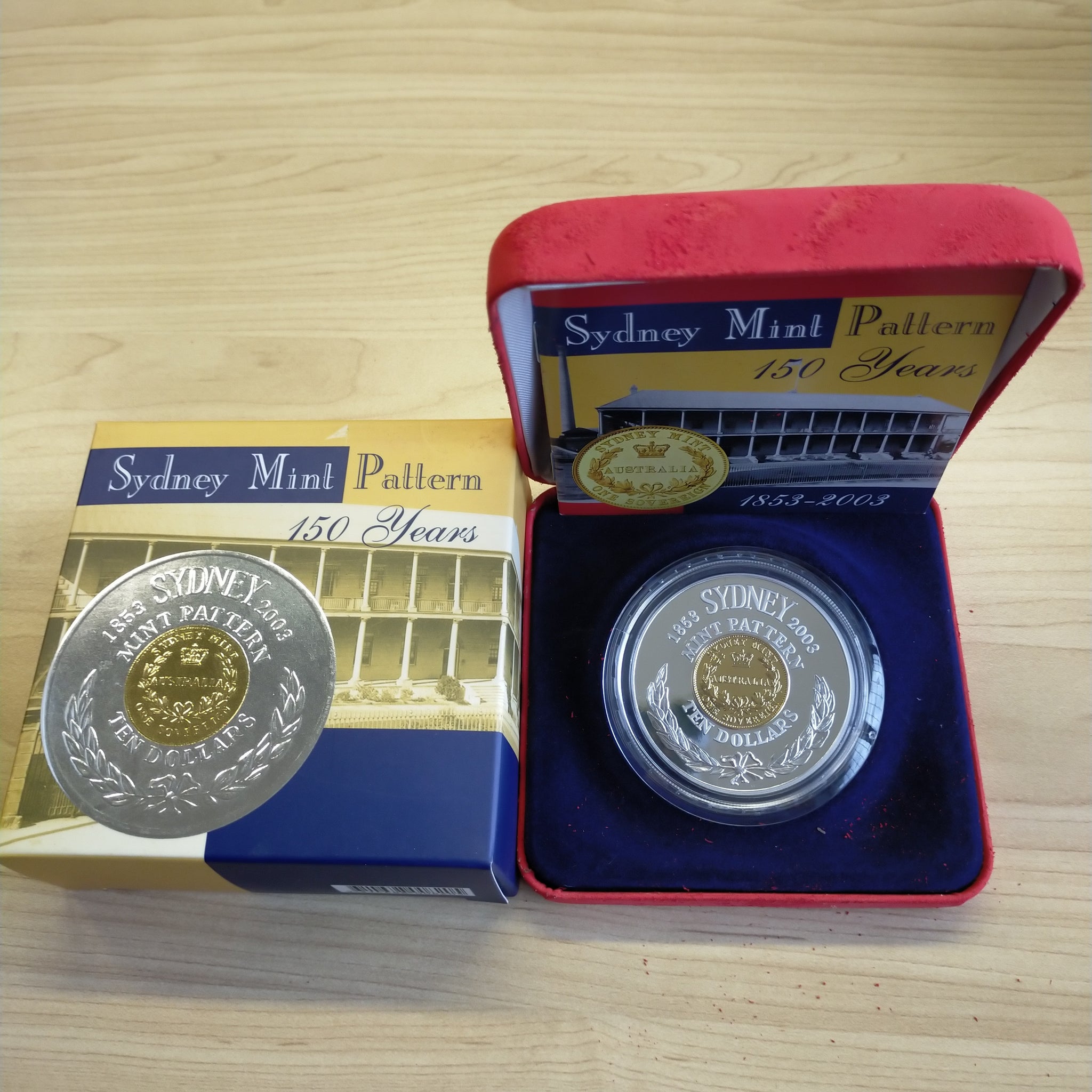 Australia 2003 Royal Australian Mint $10 150 Years Sydney Mint Pattern 60g .999 Proof Silver Gold Plated Coin