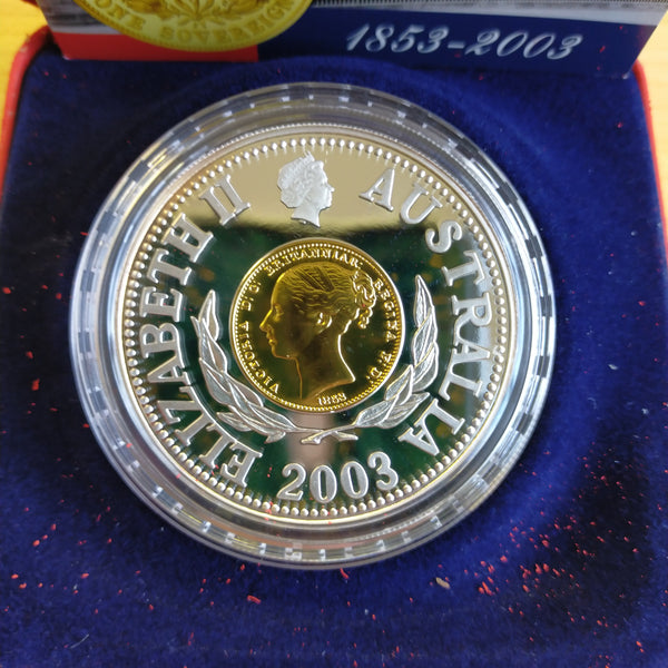Australia 2003 Royal Australian Mint $10 150 Years Sydney Mint Pattern 60g .999 Proof Silver Gold Plated Coin