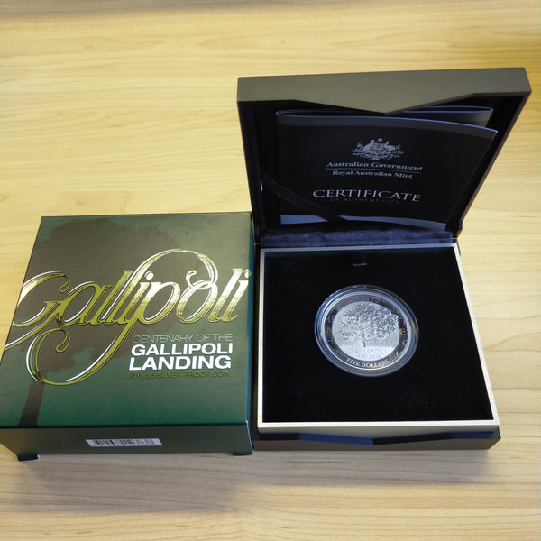 Australia 2015 Royal Australian Mint $5 Centenary Of The Gallipoli Landing 1oz .999 Proof Silver Coin