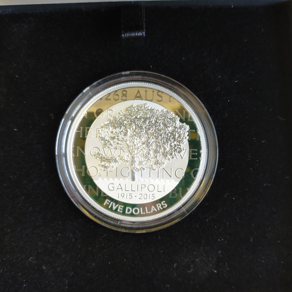 Australia 2015 Royal Australian Mint $5 Centenary Of The Gallipoli Landing 1oz .999 Proof Silver Coin