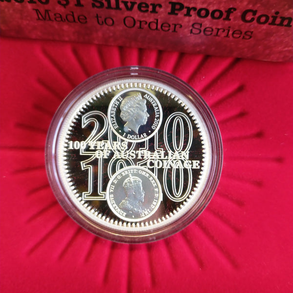 2010 Royal Australian Mint $1 100 Years of Australian Coinage 1oz .999 Proof Silver Coin