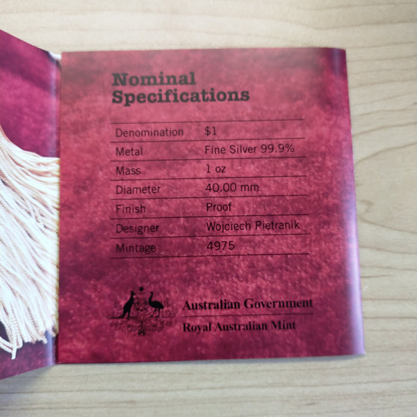 2010 Royal Australian Mint $1 100 Years of Australian Coinage 1oz .999 Proof Silver Coin