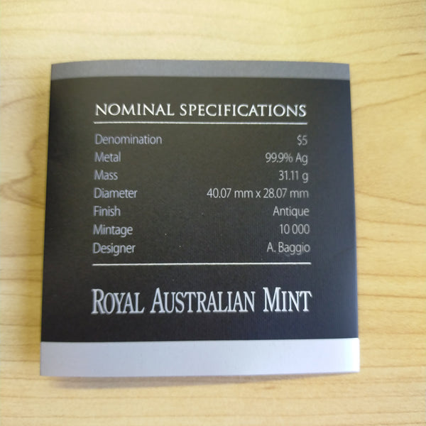 Australia 2015 Royal Australian Mint $5 800th Anniversary Magna Carta 1oz .999 Proof Silver Antique Rectangular Coin