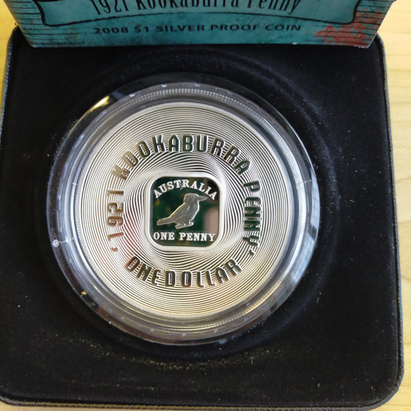 Australia 2008 Royal Australian Mint $1 Subscription Coin 1921 Kookaburra Penny 2oz .999 Proof Silver Coin