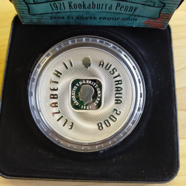 Australia 2008 Royal Australian Mint $1 Subscription Coin 1921 Kookaburra Penny 2oz .999 Proof Silver Coin