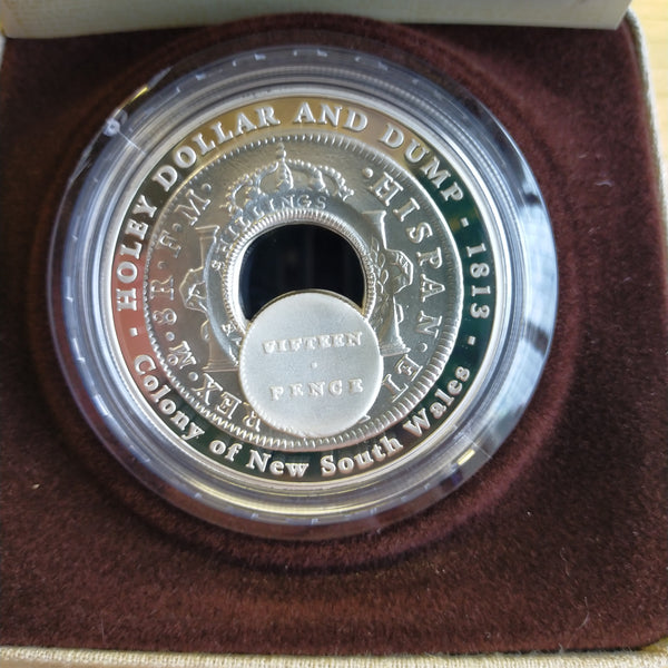 Australia 2003 Royal Australian Mint $1 Holey Dollar and Dump .999 Proof Silver Coin