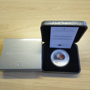 Australia 2000 Perth Mint $1 The Australian 2000 Silver Millennium Coin 1oz .999 Proof Silver Coin