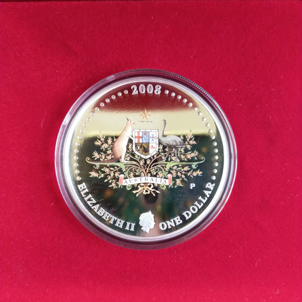 Australia 2008 Perth Mint $1 Australian Commonwealth Coat of Arms 1oz .999 Proof Silver Coin