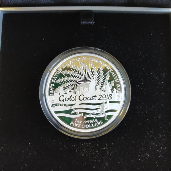 2017 Royal Australian Mint $5 Commonwealth Games Gold Coast Queen's Baton Relay 1oz .999 Proof Silver Coin
