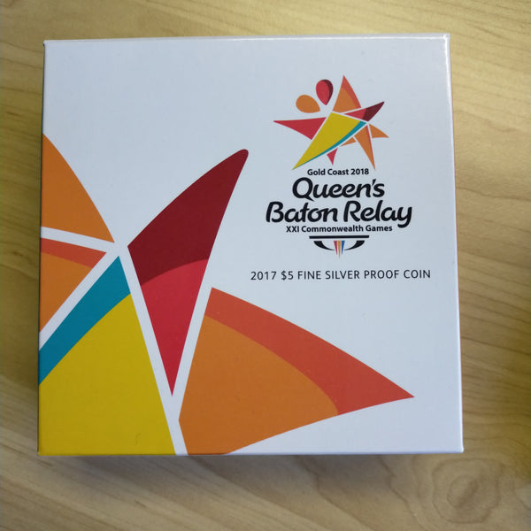 2017 Royal Australian Mint $5 Commonwealth Games Gold Coast Queen's Baton Relay 1oz .999 Proof Silver Coin