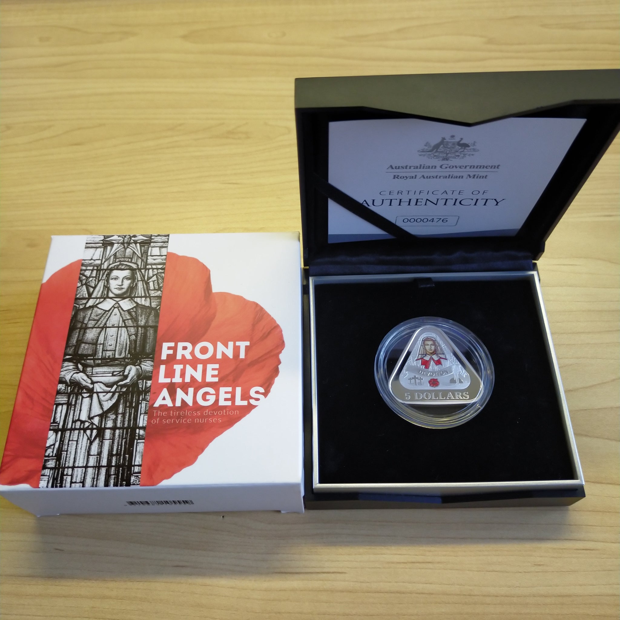 2017 Royal Australian Mint $5 Front Line Angels Nurses Silver Proof Triangular Coin