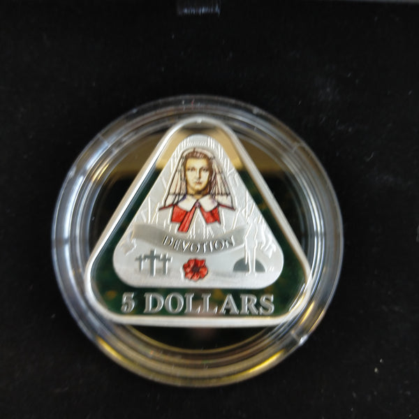 2017 Royal Australian Mint $5 Front Line Angels Nurses Silver Proof Triangular Coin