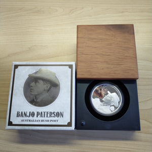 Australia 2014 Perth Mint $1 Banjo Paterson Australian Bush Poet 1oz .999 Proof Silver Coin