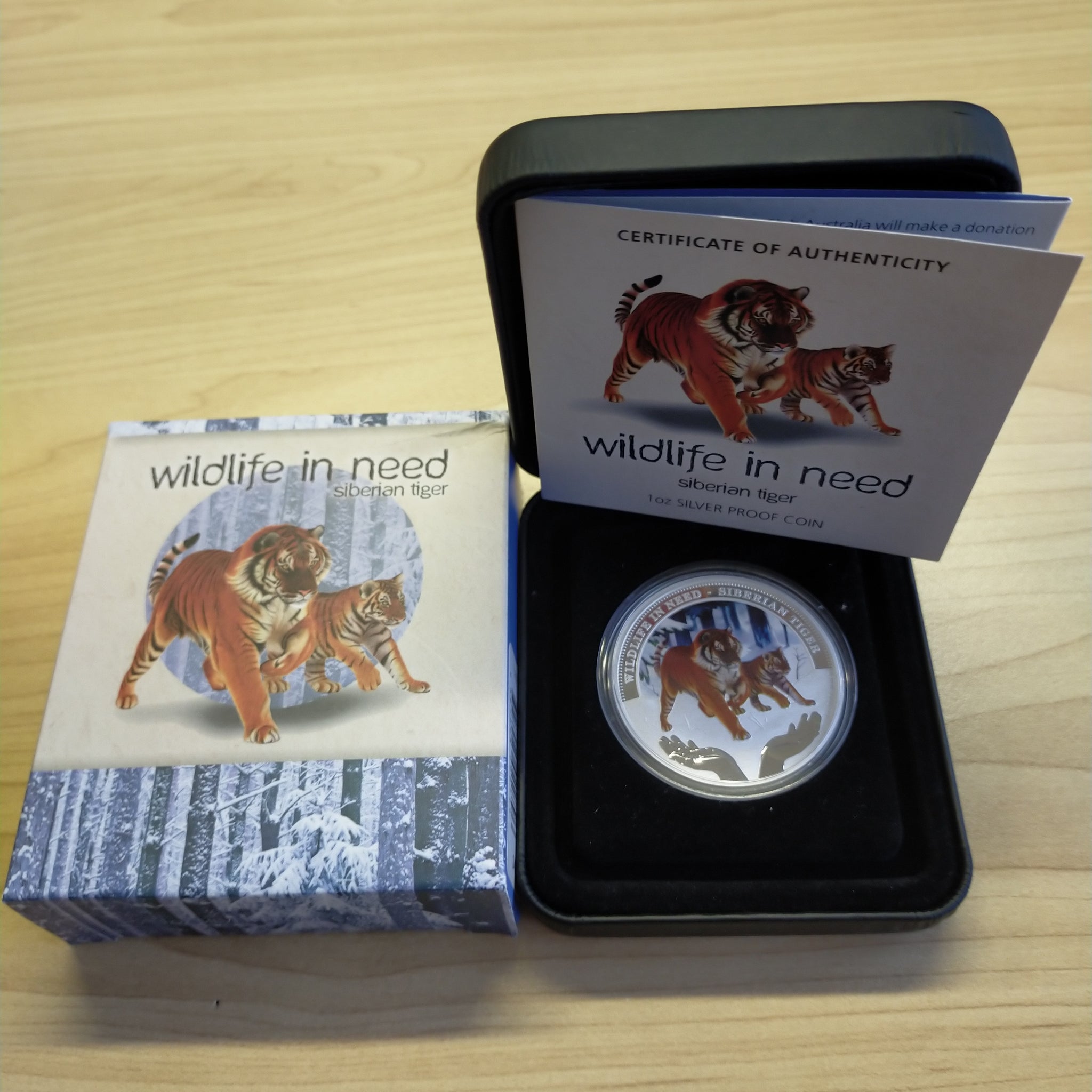 Australia 2012 Perth Mint $1 Wildlife In Need Siberian Tiger 1oz .999 Proof Silver Coin