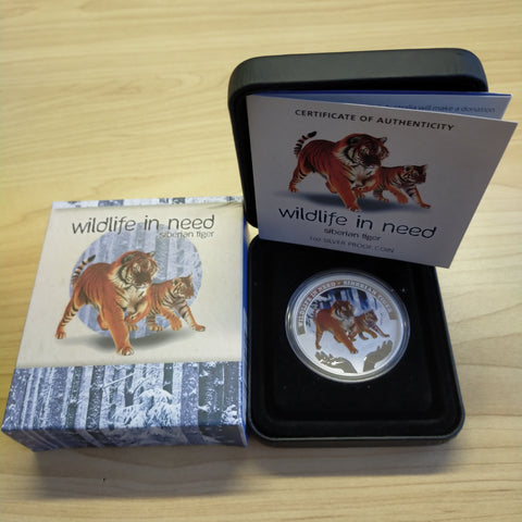 Australia 2012 Perth Mint $1 Wildlife In Need Siberian Tiger 1oz .999 Proof Silver Coin