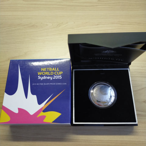 Australia 2015 Royal Australian Mint $5 Netball World Cup Sydney 2015 1oz .999 Proof Silver Domed Coin