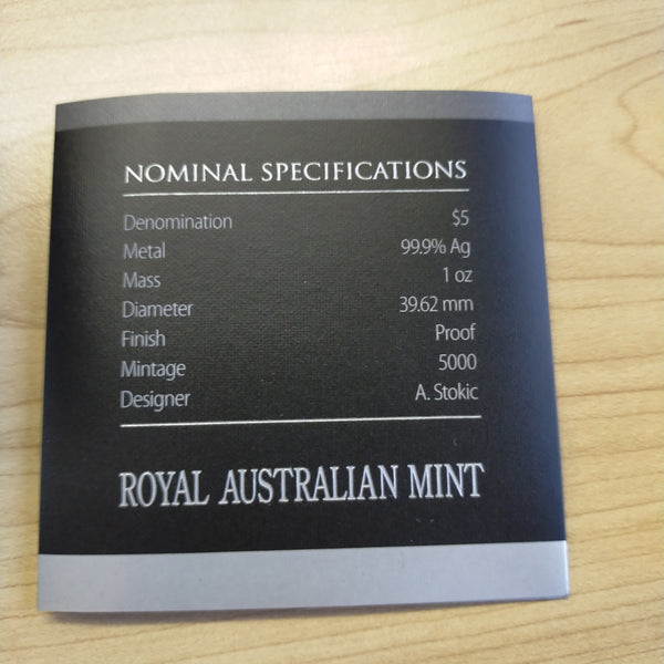 Australia 2015 Royal Australian Mint $5 Netball World Cup Sydney 2015 1oz .999 Proof Silver Domed Coin