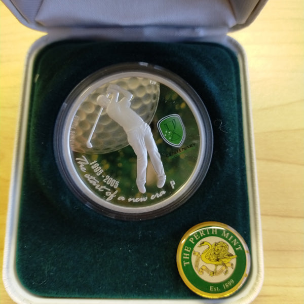 Australia 2005 Perth Mint $1 Centenary Professional Golf Association PGA 1oz .999 Proof Silver Coin