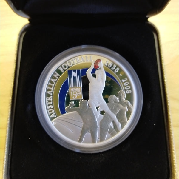 Australia 2008 Perth Mint $1 Australian Football AFL 150 Years 1oz .999 Proof Silver Coin