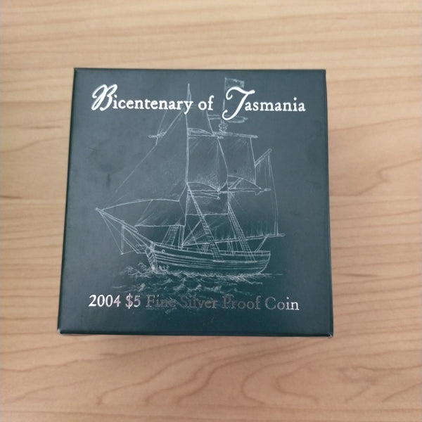 Australia 2004 Royal Australian Mint $5 Bicentenary of Tasmania 1oz .999 Proof Silver Coin. Only 7500 minted