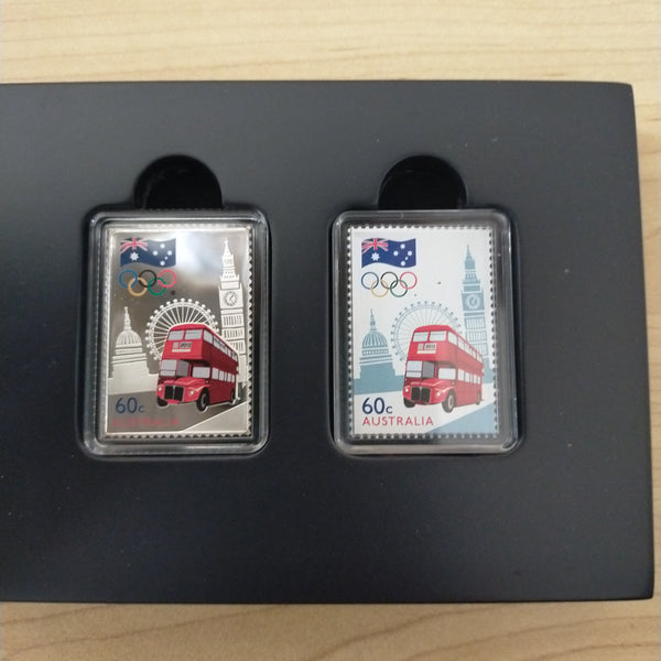 Australia 2012 Perth Mint Australia Post 60c The Road To London 1/2oz .999 Proof Silver Coin and Stamp Set